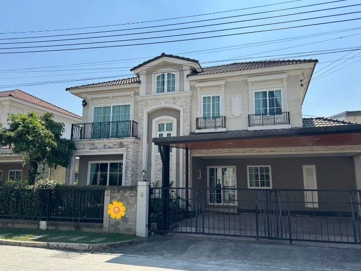 For RentHouseKaset Nawamin,Ladplakao : Luxury single house for rent, 2 floors, 4 bedrooms, 4 bathrooms with furniture and electrical appliances. GRANDIO LADPROA-Kaset Nawamin Project, Gold Location, convenient to travel, rent 90,000 baht/month.