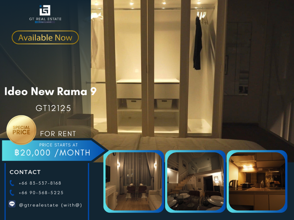 For RentCondoRama9, Petchburi, RCA : Ideo New Rama Condo 9, beautiful room, complete furniture Ready to rent