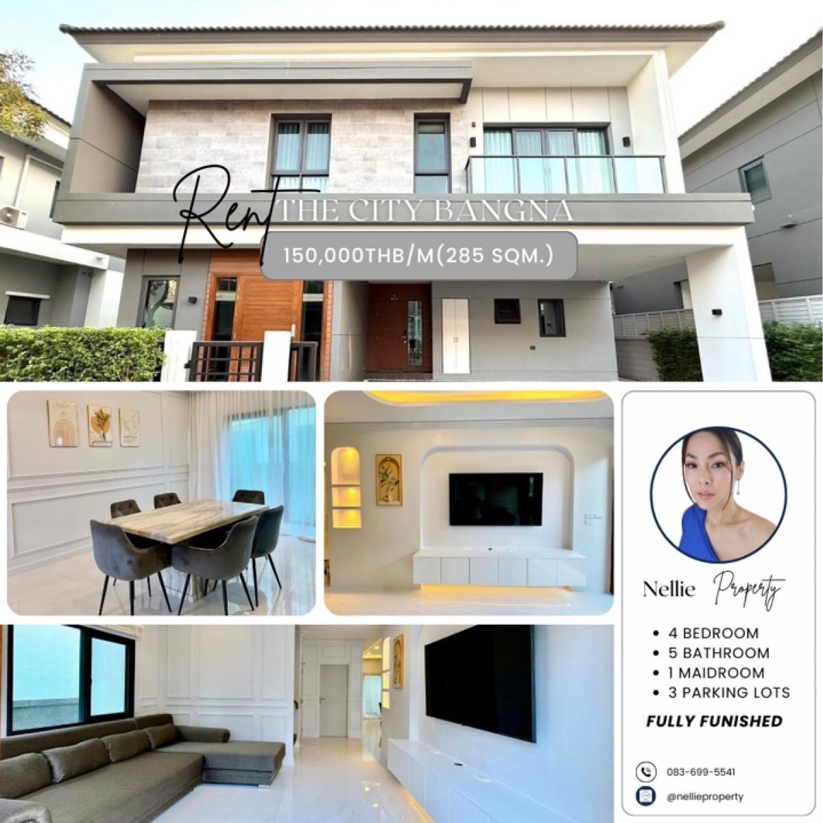 For RentHouseBangna, Bearing, Lasalle : Luxury House for Rent at The City Bangna – Only 800m from Mega Bangna | Near Concordian international School