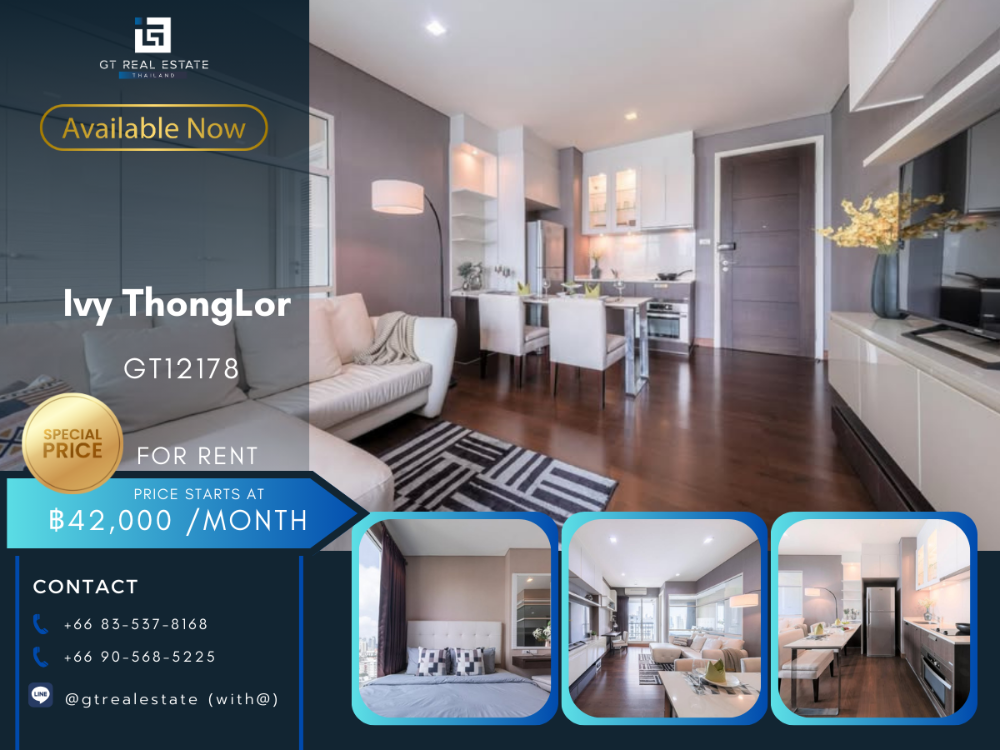 For RentCondoSukhumvit, Asoke, Thonglor : Ivy Thonglor Condo, beautiful room, complete furniture Ready to rent