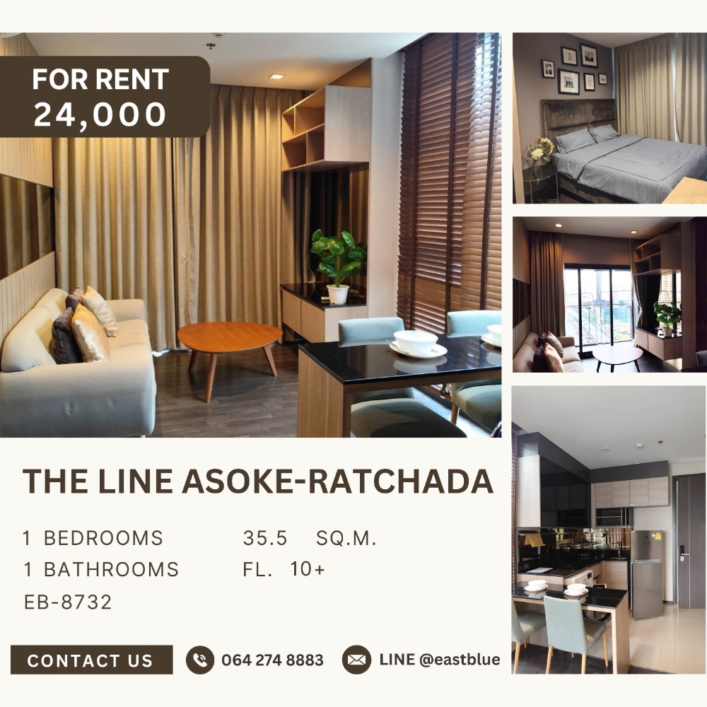 For RentCondoRama9, Petchburi, RCA : 🔥 AVAILLE NOW 🔥MODERN & Amp; STYLISH CONDO for RENT at the Line Asoke-Ratchada✨ 1 Bedroom | 1 Bathroom | 35.5 SQM ✨