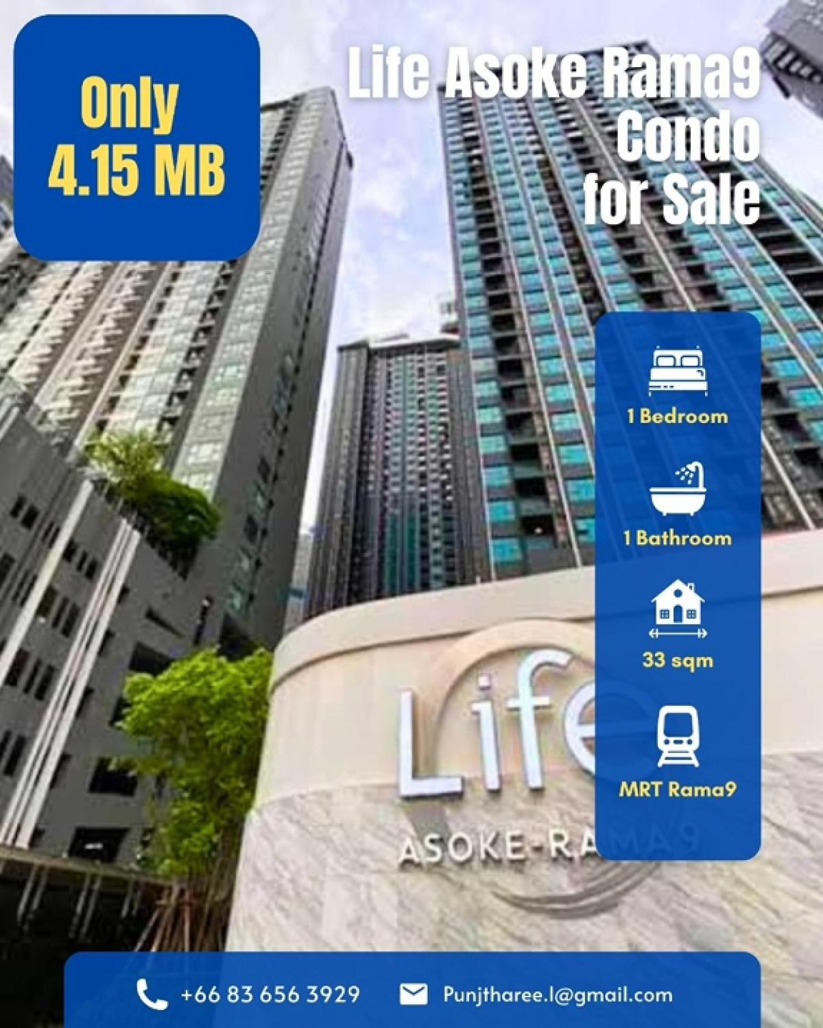 ขายคอนโดพระราม 9 เพชรบุรีตัดใหม่ RCA : 🔥 BEST PRICE ALERT! 🔥
🏡 Life Asoke-Rama 9 – 1 Bedroom Condo for Sale 💙✨