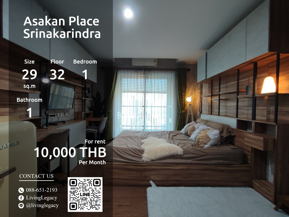 For RentCondoPattanakan, Srinakarin : LTRBQ5Y8 Condo for Rent Asakan Place Srinakarindra 29 sq.m. Floor 32 Line ID: @livingLegacy