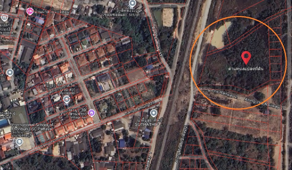 For SaleLandPattaya, Bangsaen, Chonburi : Land for sale 7 rai next to the road along the train 2