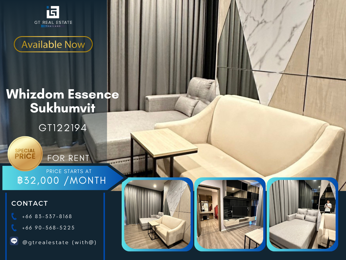 For RentCondoOnnut, Udomsuk : WHIZDOM ESSENCE SUKHUMVIT condo, beautiful room Ready to rent