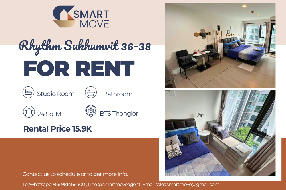 For RentCondoSukhumvit, Asoke, Thonglor : 🔥 For rent !! 🔥 Code C20250200092 .......... Rhythm sukhumvit 36-38, studio room, 1 bathroom, complete, ready to approach 📣📣