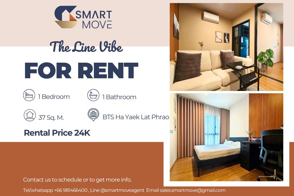 For RentCondoLadprao, Central Ladprao : 🔥 For rent !! 🔥 Code C20250200097 .......... The Line VIBE, 1 bedroom, 1 bathroom, north, high level 11 ++, complete, ready to approach 📣📣