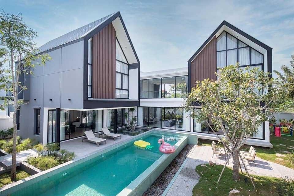 For RentHouseChiang Mai : Modern house with a private pool for rent 130,000 baht per month, not far from Big C Mae Hia No.9H350