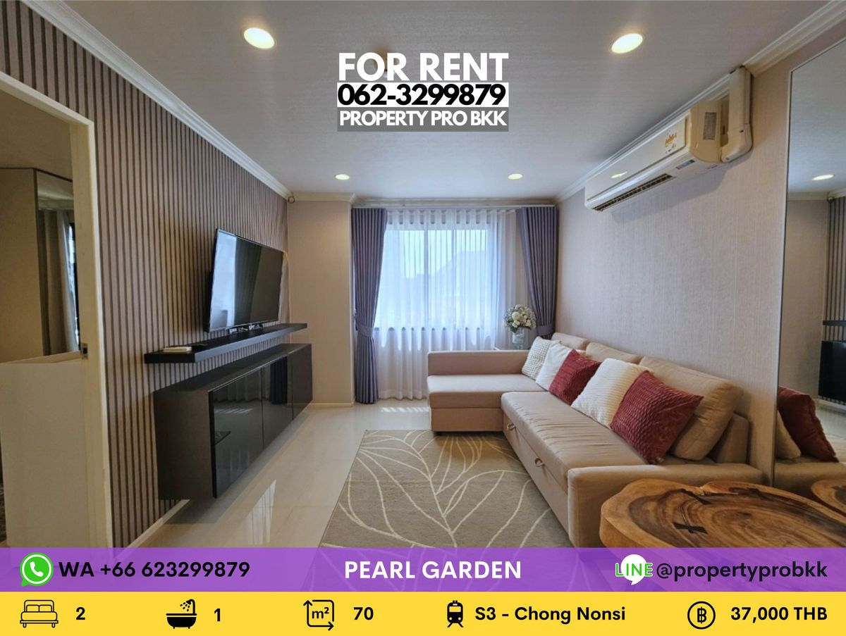 For RentCondoSilom, Saladaeng, Bangrak : 🌟🌟 Pearl Garden rental: 2 bedrooms near BTS Chong Nonsi