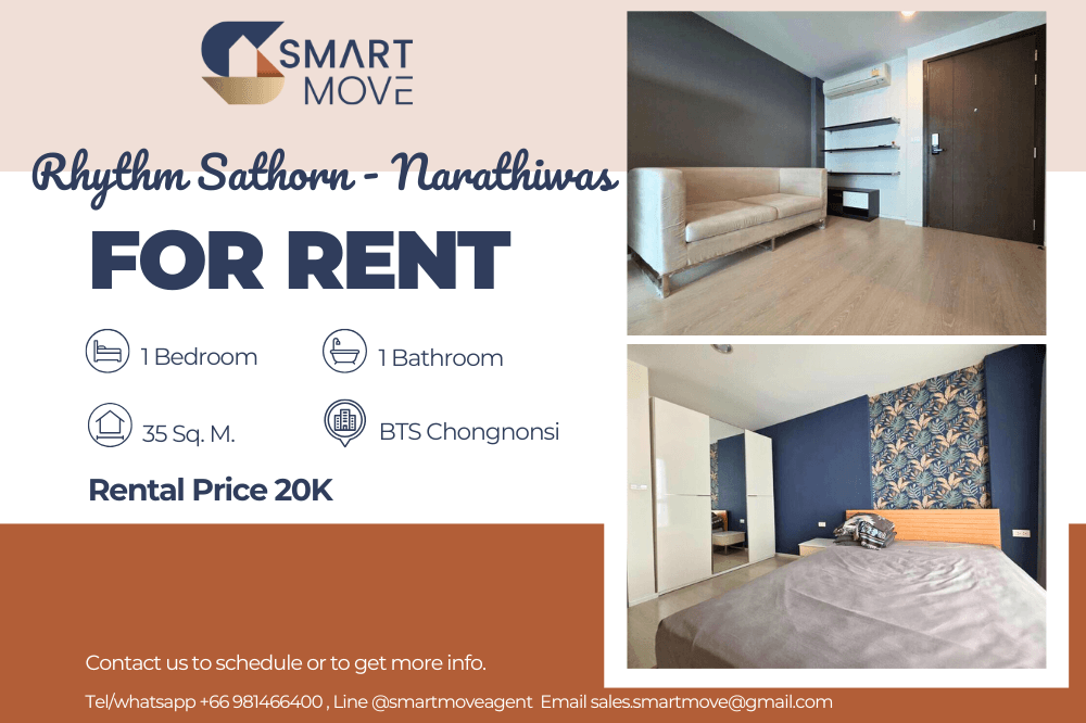 For RentCondoSathorn, Narathiwat : 🔥 For rent !! 🔥 Code C20240400082 .......... Rhythm Sathorn - Narathiwas, 1 bedroom, 1 bathroom, the room in the north, high level 25 ++, complete, ready to approach 📣📣