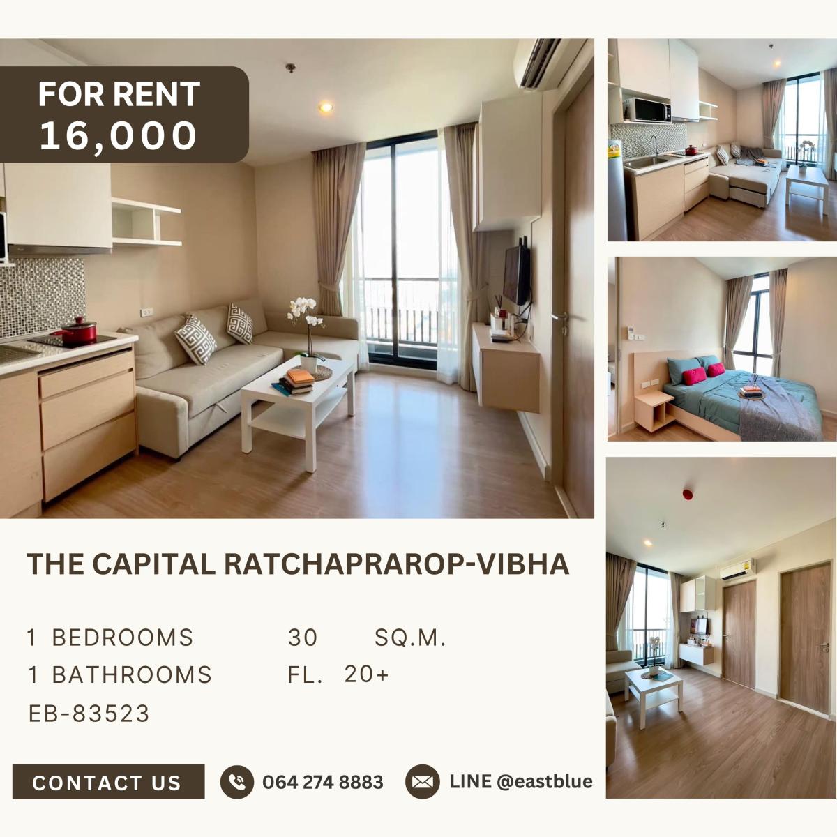 ให้เช่าคอนโดราชเทวี พญาไท : The Capital Ratchaprarop-Vibha condominium, 1 bed, 16000 per month