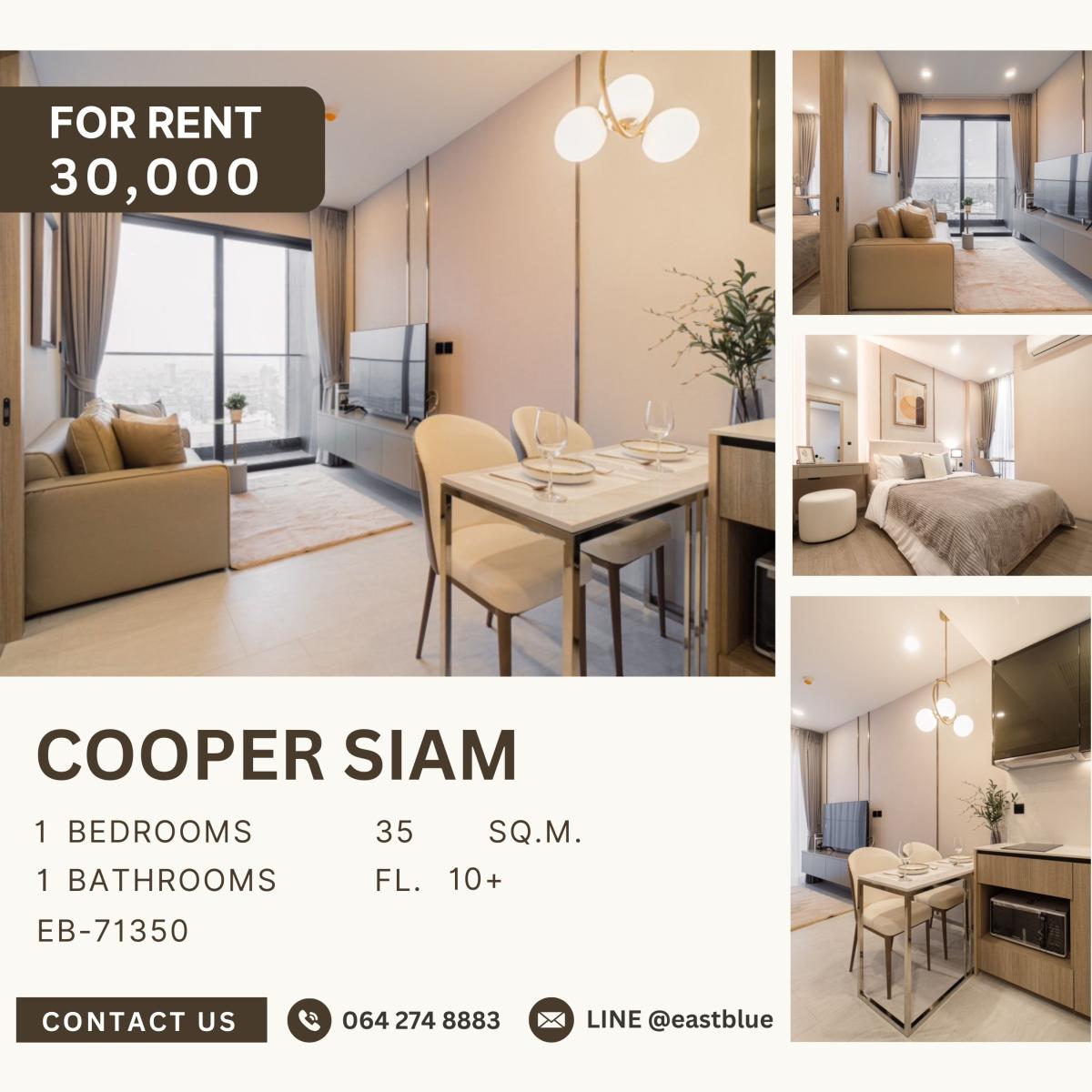 For RentCondoSiam Paragon ,Chulalongkorn,Samyan : Cooper Siam, 1 bed, 30000 per month