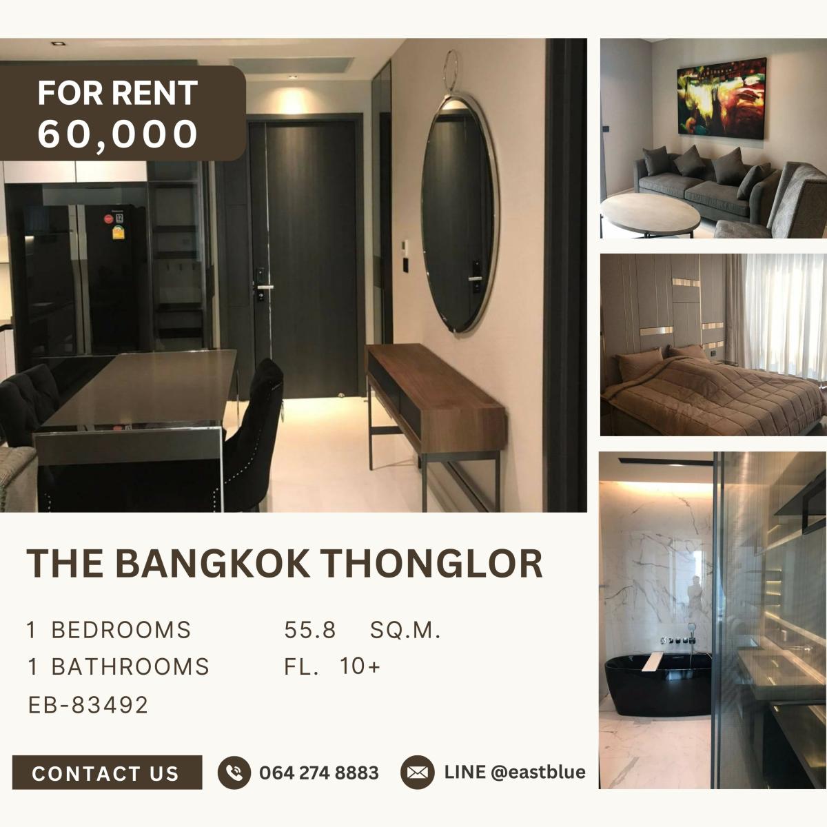 ให้เช่าคอนโดสุขุมวิท อโศก ทองหล่อ : The Bangkok Thonglor, 1 bed, 60000 per month