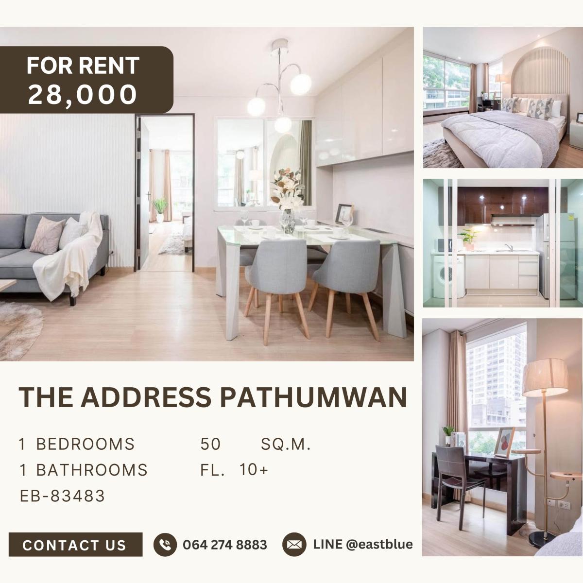 ให้เช่าคอนโดราชเทวี พญาไท : The Address Pathumwan, 1 bed, 28000 per month