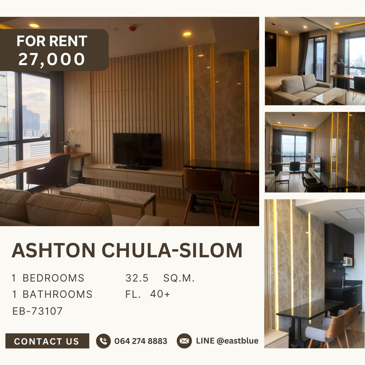 For RentCondoSiam Paragon ,Chulalongkorn,Samyan : Ashton Chula-Silom, 1 bed, 27000 per month