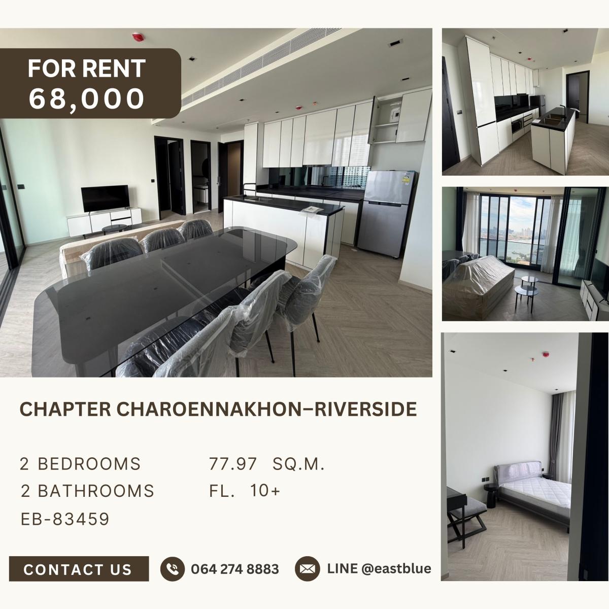 For RentCondoWongwianyai, Charoennakor : Chapter Charoennakhon–Riverside, 2 bed, 68000 per month