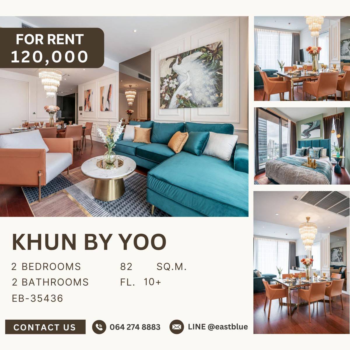 ให้เช่าคอนโดสุขุมวิท อโศก ทองหล่อ : Khun by Yoo, 2 bed, 120000 per month