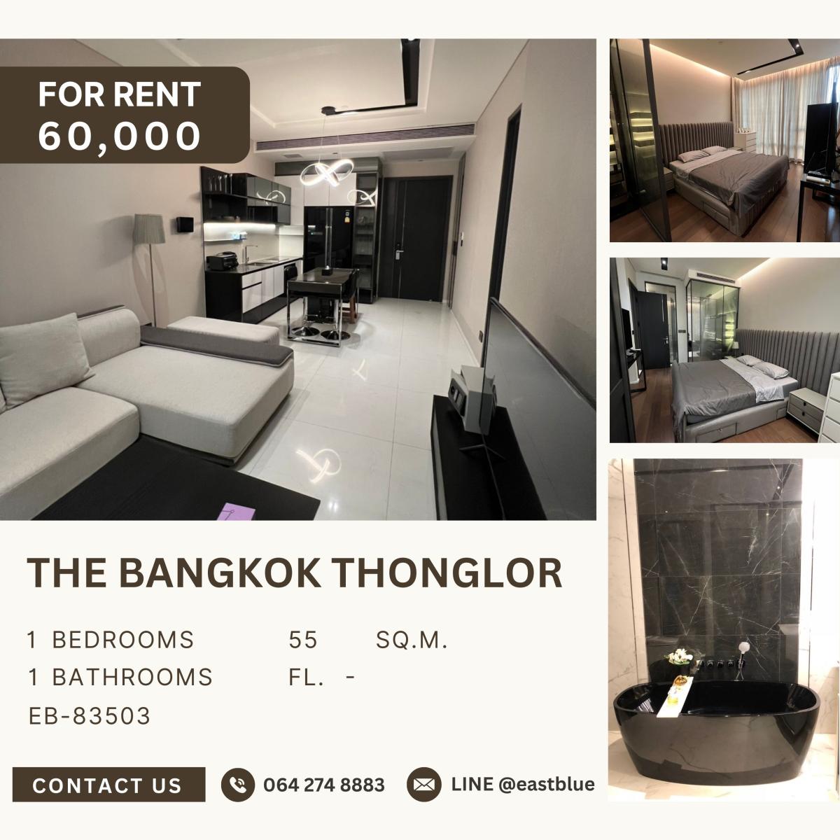 ให้เช่าคอนโดสุขุมวิท อโศก ทองหล่อ : The Bangkok Thonglor, 1 bed, 60000 per month