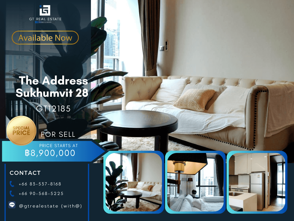 For SaleCondoSukhumvit, Asoke, Thonglor : The Address Sukhumvit 28 condo, beautiful room, complete furniture, ready for sale.