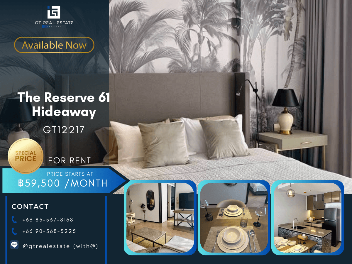 ให้เช่าคอนโดสุขุมวิท อโศก ทองหล่อ : คอนโด The Reserve 61 Hideaway ห้องสวย เฟอร์นิเจอร์ครบ พร้อมเช่าอยู่