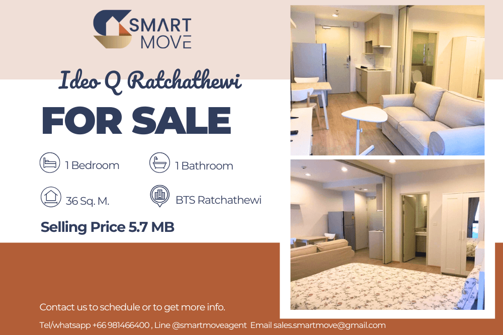 For SaleCondoRatchathewi,Phayathai : Code C20230108592 .... IDEO Q Ratchathewi for sale with tenants, 1 bedroom, 1 bathroom, high class, complete, special price !!