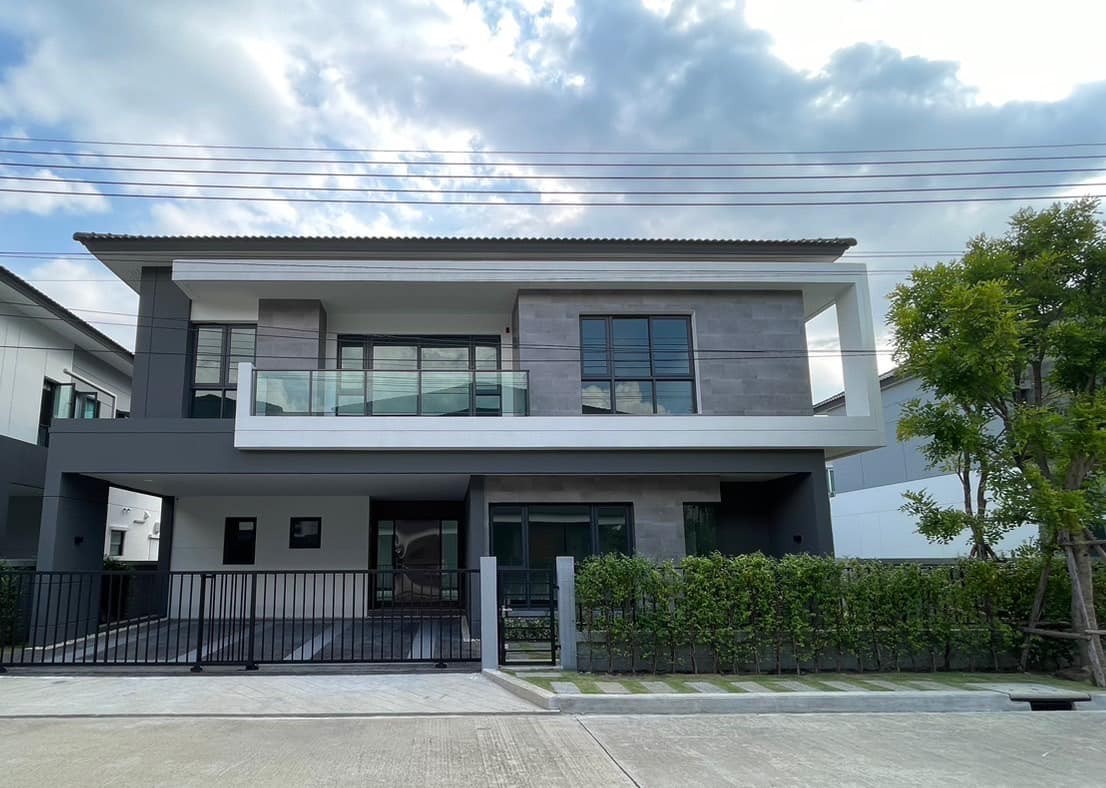 ให้เช่าบ้านบางนา แบริ่ง ลาซาล : For rent, single house, The City Bangna, 313 sqm, 4BRs, 3 parking lots, special plot near clubhouse, high ceiling, double volume hall