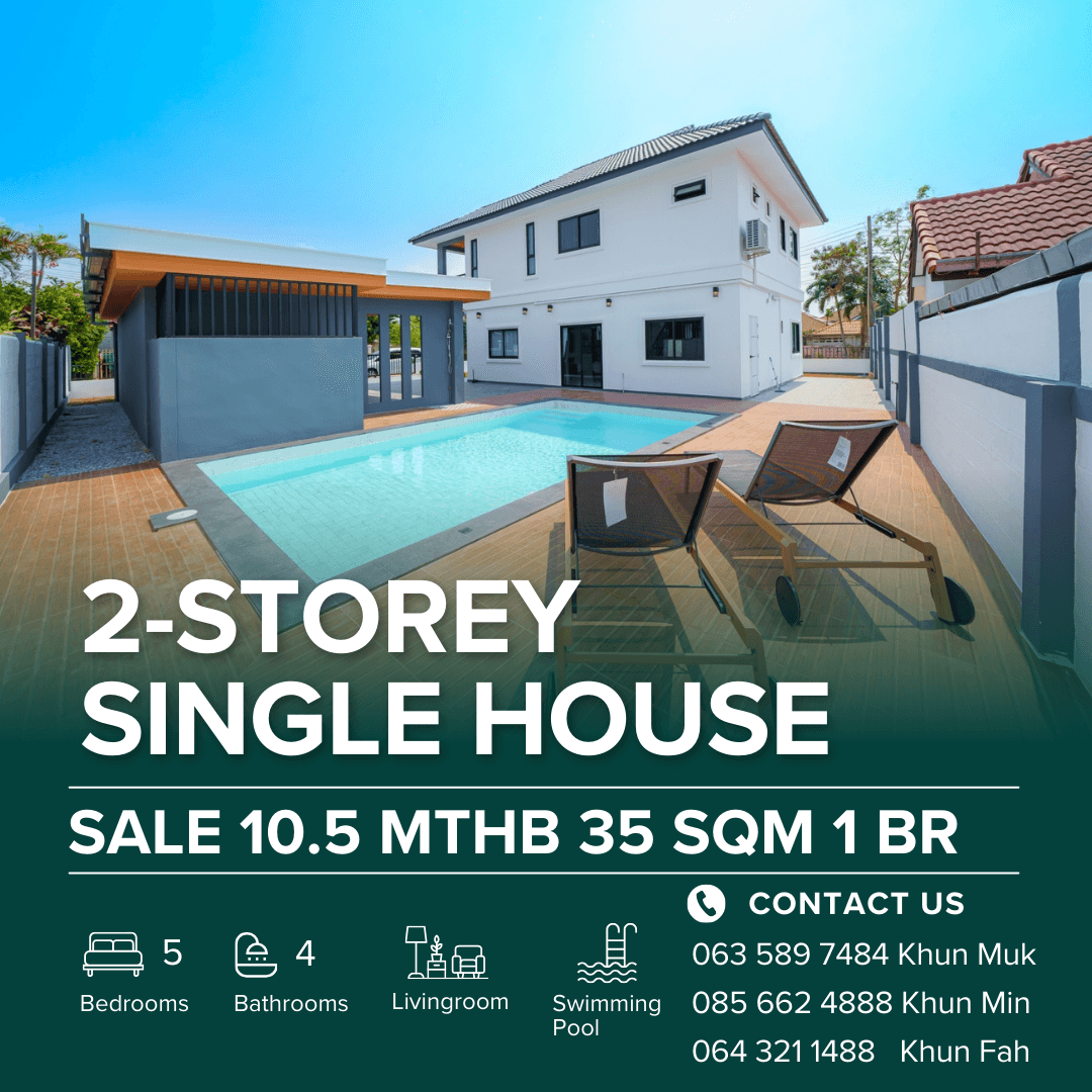 For SaleHousePattaya, Bangsaen, Chonburi : 🏡 2 -story detached house for sale with private pool Park Village, Kradueng Khao Ta Lo | 10.5MTHB | 110 sq.w.