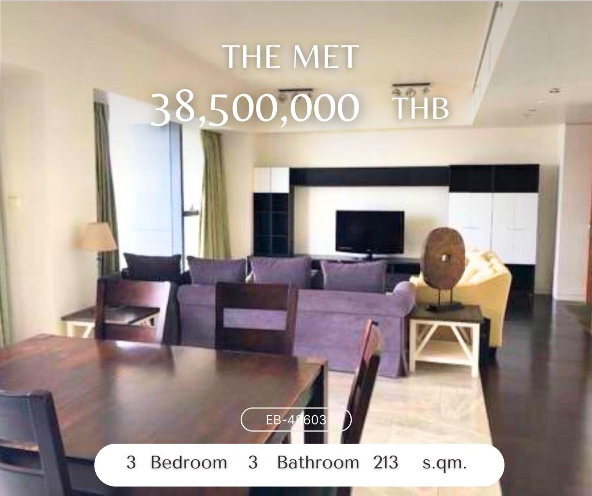 For SaleCondoSathorn, Narathiwat : The MET 3 bedrooms, large size, high -class viewing, water porcupine views !!! Luxury in the Sathorn location is ready for sale !!! 38,500,000