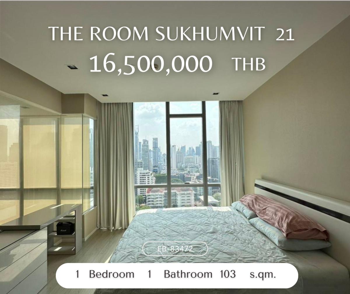 For SaleCondoSukhumvit, Asoke, Thonglor : The Room Sukhumvit 21, luxury condo in the heart of Asoke, near BTS & MRT, wide front room, view of Wattana School