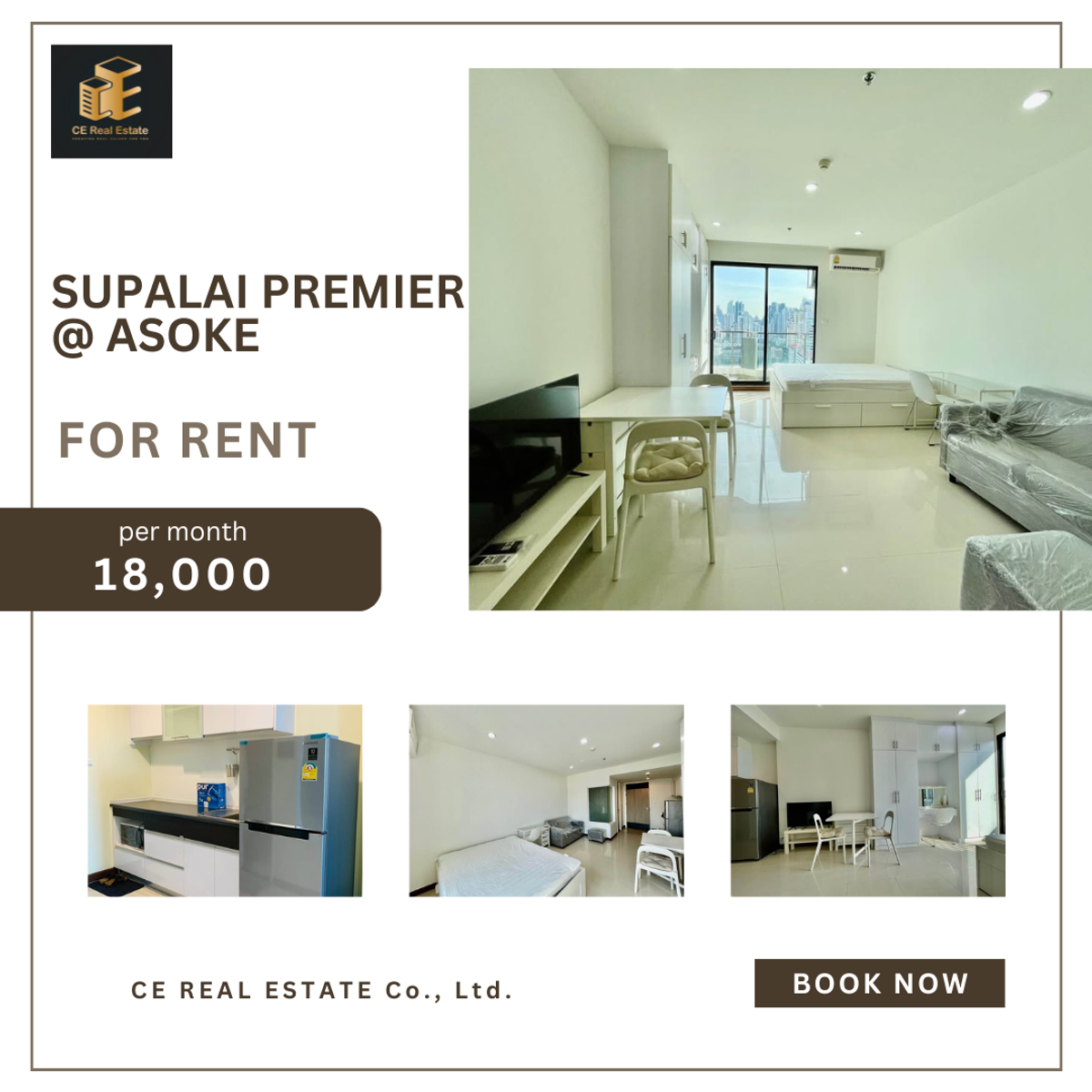 For RentCondoRama9, Petchburi, RCA : +++ Quick rental. There is a washing machine ** Supalai Premier @ Asoke ** 1 bedroom, 1 bathroom, size 35.50 sqm. Ready to stay +++