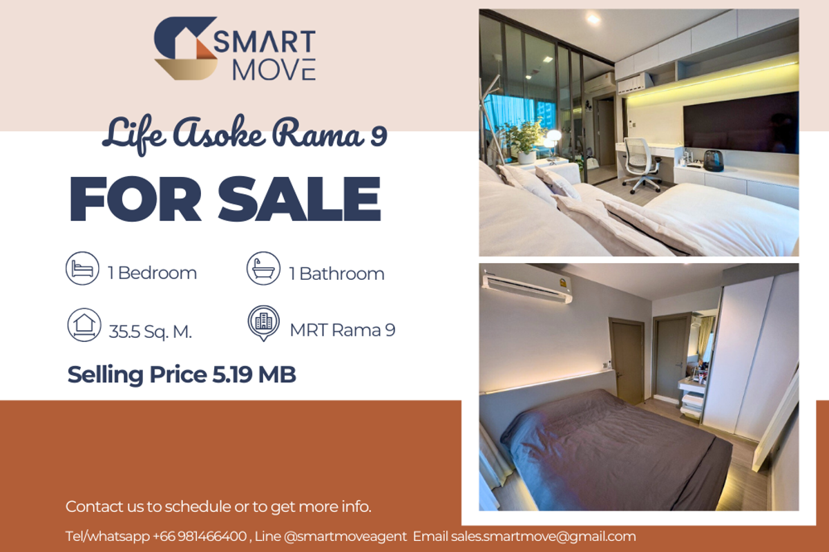 For SaleCondoRama9, Petchburi, RCA : 🔥 For sale !! 🔥 Code C20250300002 .......... Life Asoke Rama 9, 1 bedroom, 1 bathroom, complete, special price !! 📣📣