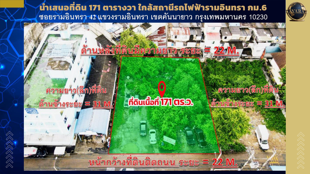 ขายที่ดินเลียบทางด่วนรามอินทรา : ขายที่ดินย่านรามอินทรา  171 วา 