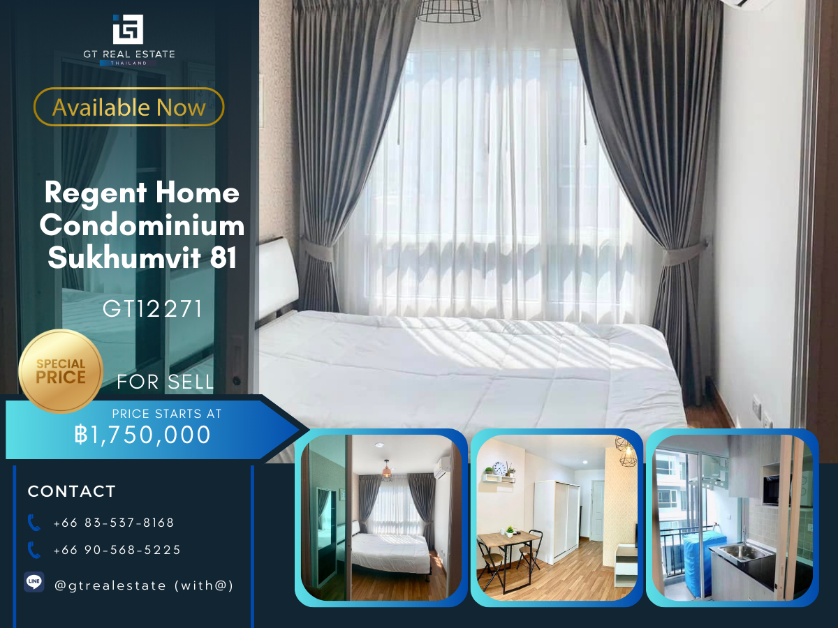 For SaleCondoOnnut, Udomsuk : คอนโด Regent Home Condominium Sukhumvit 81 ห้องสวย เฟอร์นิเจอร์ครบ Ready to rent