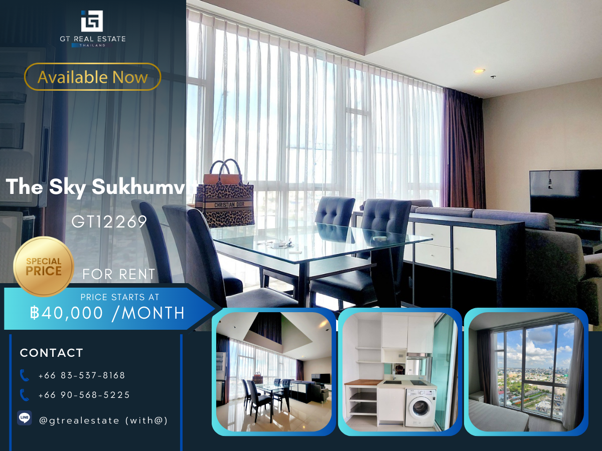 For RentCondoOnnut, Udomsuk : The Sky Sukhumvit Condo, beautiful room, complete furniture Ready to rent