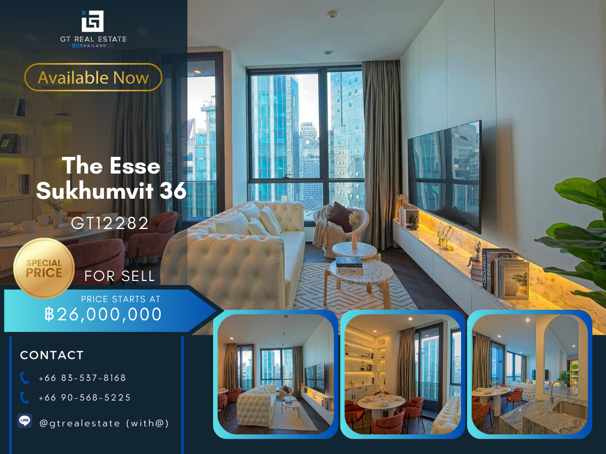 For SaleCondoSukhumvit, Asoke, Thonglor : The Esses Sukhumvit 36 ​​condo, beautiful room, complete furniture, ready for sale.