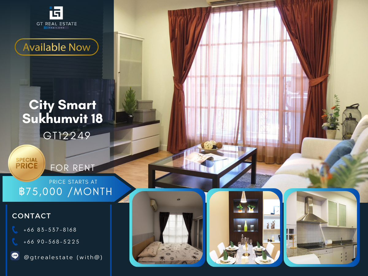 For RentCondoSukhumvit, Asoke, Thonglor : คอนโด City Smart Sukhumvit 18 ห้องสวย เฟอร์นิเจอร์ครบ Ready to rent