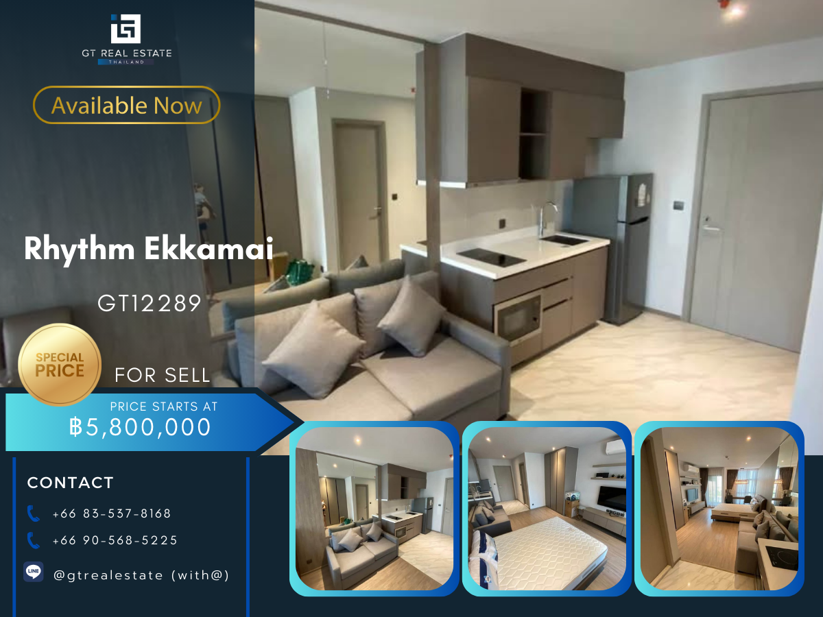 For SaleCondoSukhumvit, Asoke, Thonglor : Rhythm Ekkamai Condo, beautiful room, complete furniture