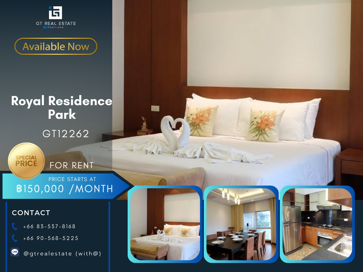 For RentCondoWitthayu, Chidlom, Langsuan, Ploenchit : Royal Residence Park Condo, beautiful room, complete furniture Ready to rent