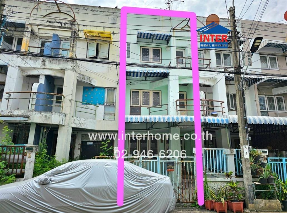 For SaleTownhomeKaset Nawamin,Ladplakao : 2 -story townhouse 17 sq.w. Village, Thanyakan Mai Lap, near the corner market, Soi Mai Lap, Prasert Manukit Road 29 Soi Ram Inthra 14 Road, Lat Phrao District, Bangkok