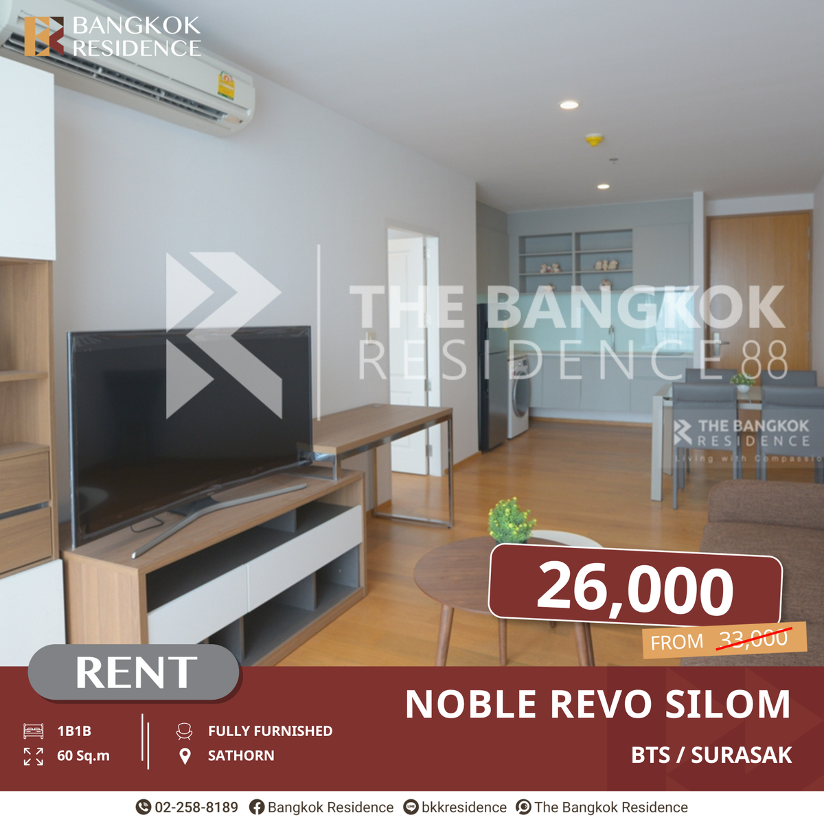 For RentCondoSathorn, Narathiwat : Noble Revo Silom, River View Condo Ready to Move In near BTS Surasak