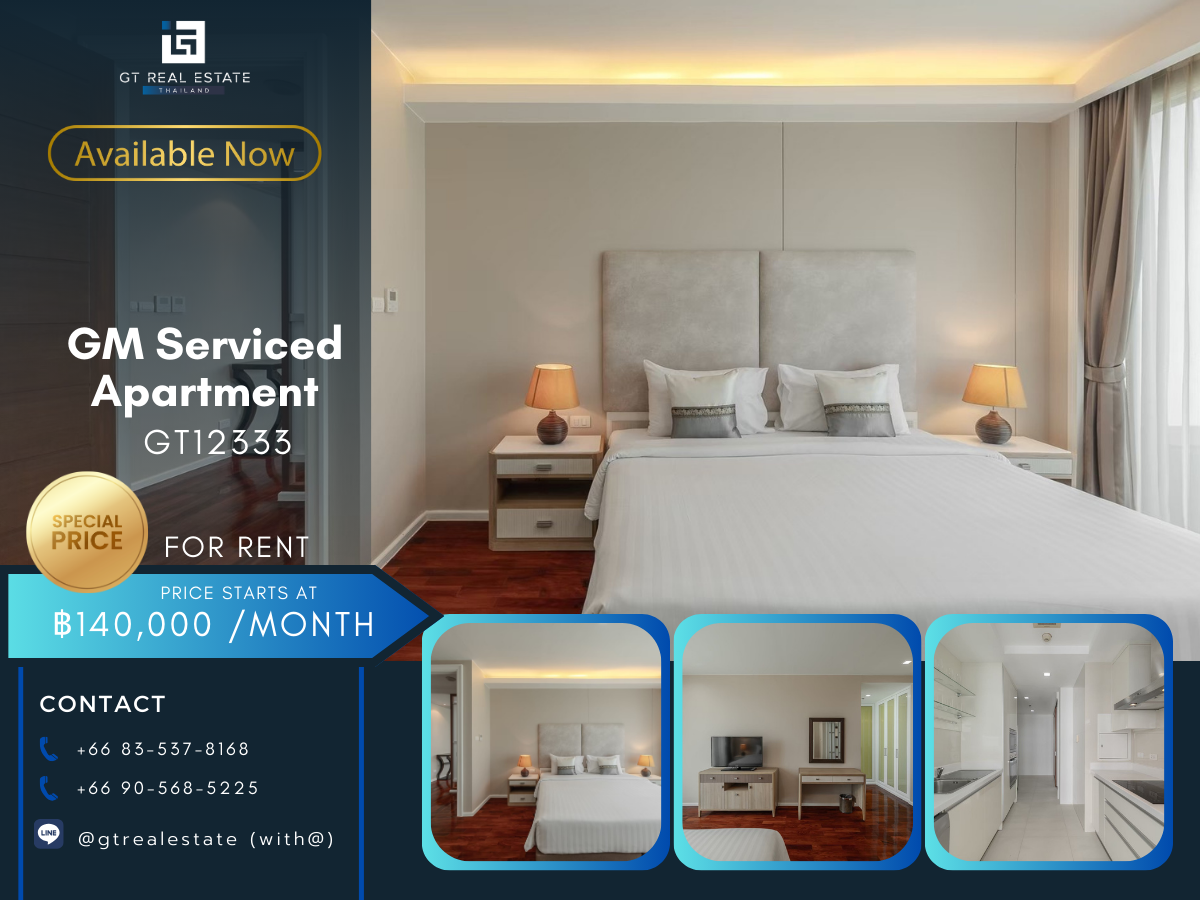 ให้เช่าคอนโดสุขุมวิท อโศก ทองหล่อ : คอนโด GM Serviced Apartment ห้องสวย เฟอร์นิเจอร์ครบ พร้อมเช่าอยู่