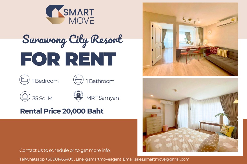 For RentCondoSilom, Saladaeng, Bangrak : 🔥 For rent !! 🔥Code C20250300018 .......... surwong city resort, 1 bedroom, 1 bathroom, complete, ready to approach 📣📣