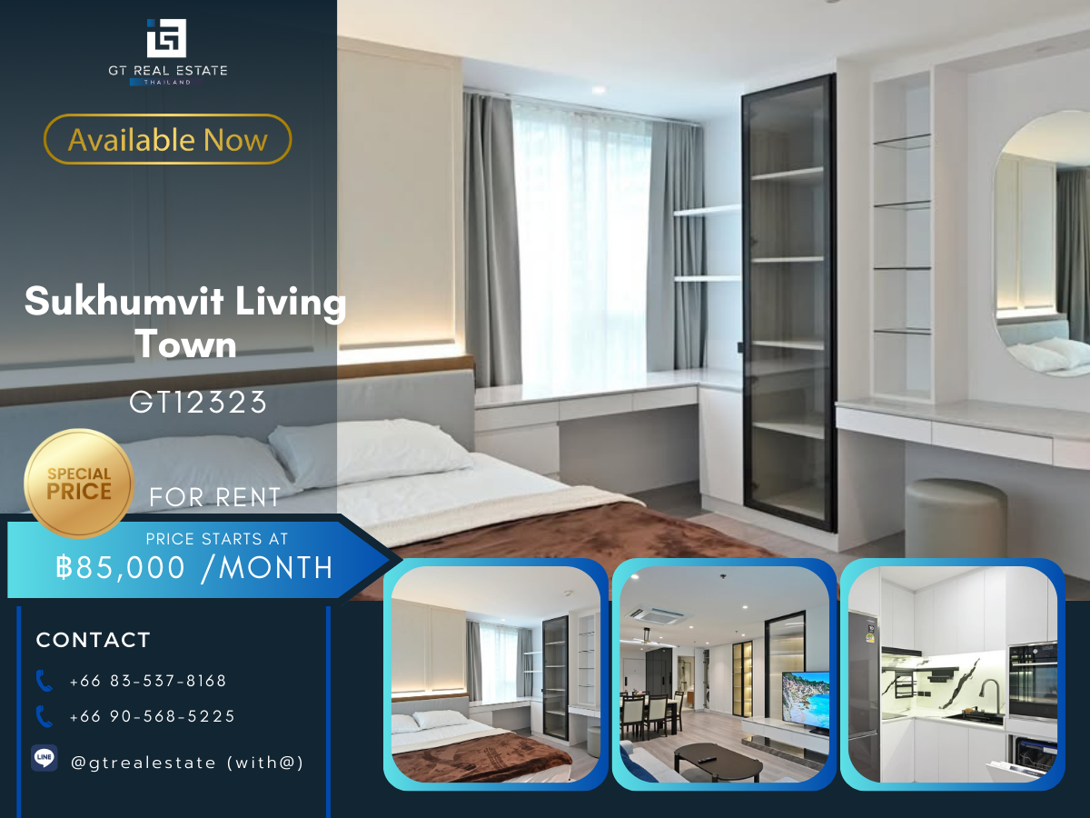 For RentCondoSukhumvit, Asoke, Thonglor : Condo Sukhumvit Living Town. Beautiful room, complete furniture. Ready to rent