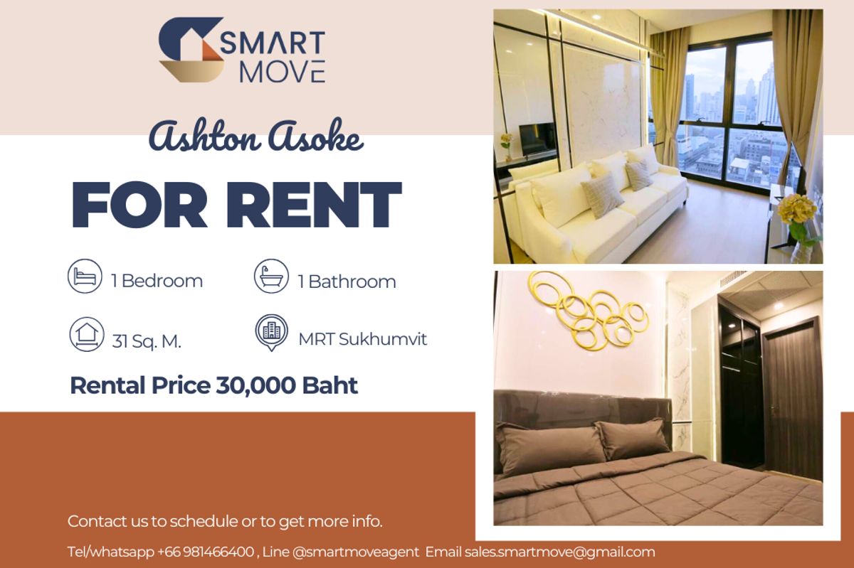 For RentCondoSukhumvit, Asoke, Thonglor : 🔥 For rent !! 🔥 Code C20221206766 .......... Ashton Asoke, 1 bedroom, 1 bathroom, high floor 16 ++, complete, ready to approach 📣📣