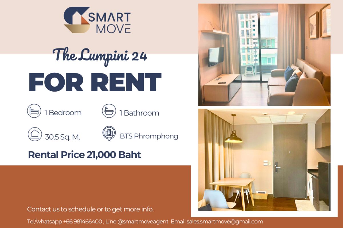 For RentCondoSukhumvit, Asoke, Thonglor : 🔥 For rent !! 🔥 Code C20221210814 .......... The Lumpini 24, 1 Bedroom, 1 bathroom, high floor 23 ++, complete, ready to move in 📣📣