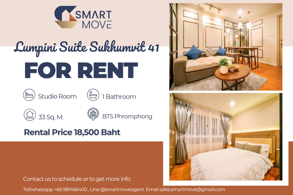 For RentCondoSukhumvit, Asoke, Thonglor : 🔥 For rent !! 🔥 Code C20250300010 .......... Lumpini suite Sukhumvit 41, Studio room, 1 bathroom, complete, ready to move in 📣📣