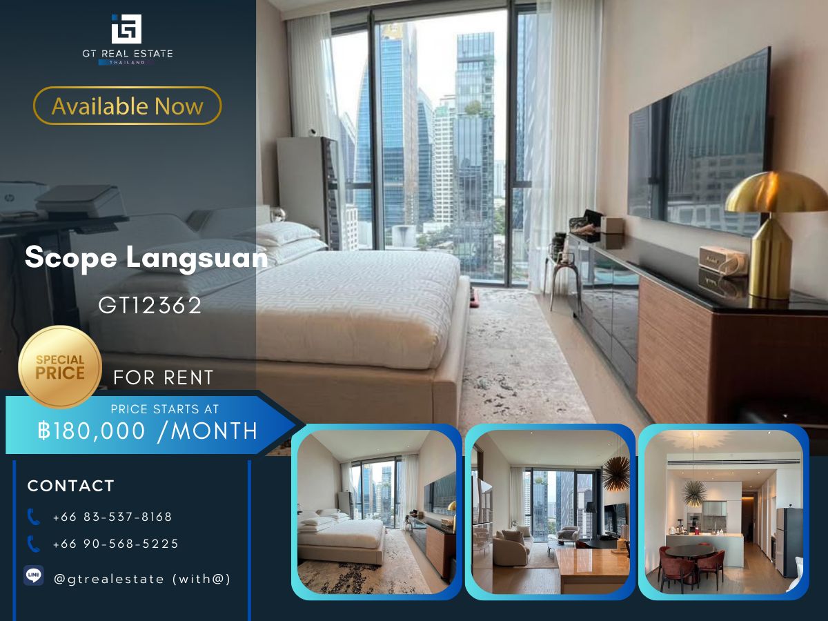 For RentCondoWitthayu, Chidlom, Langsuan, Ploenchit : Condo SCOPE LANGSUAN. Beautiful room, complete furniture. Ready to rent