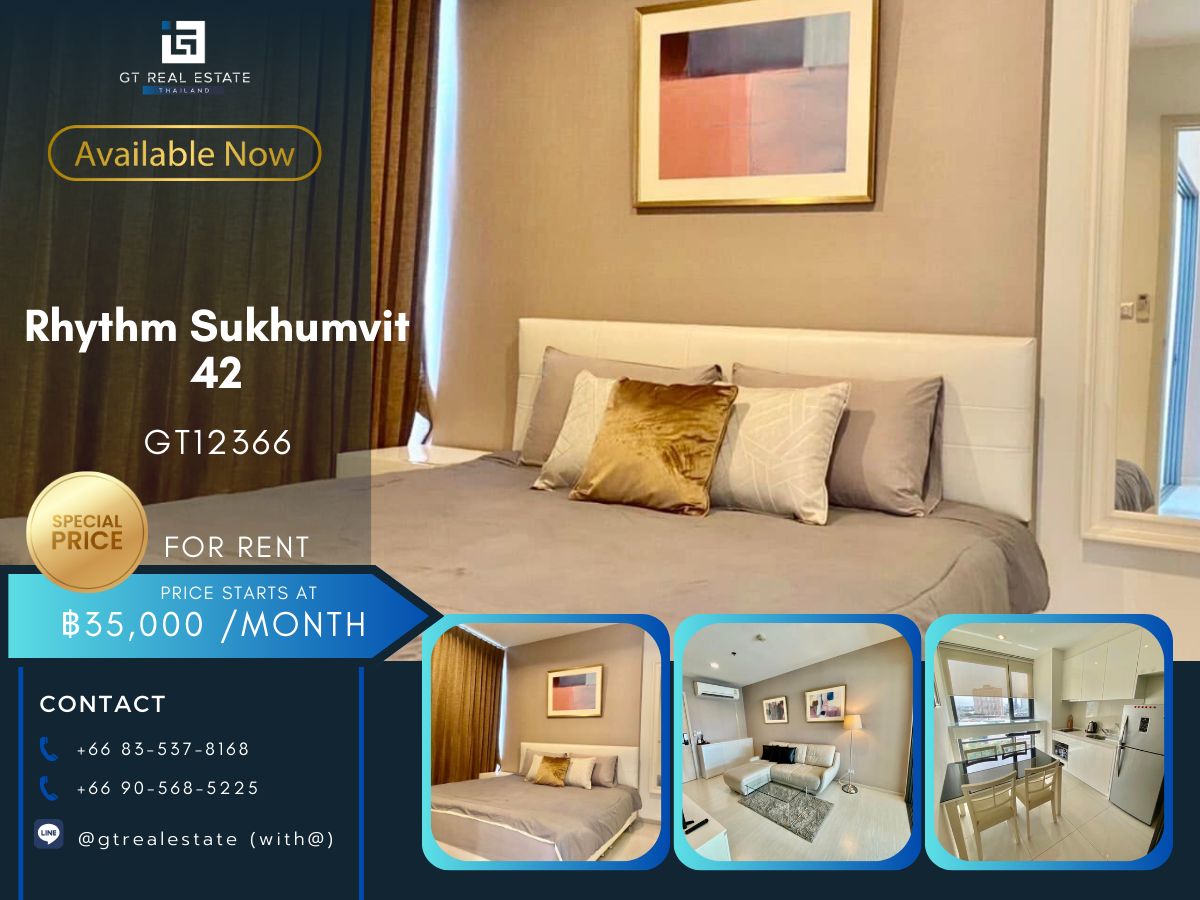 For RentCondoSukhumvit, Asoke, Thonglor : Rhythm Sukhumvit 42 condo, beautiful room, complete furniture Ready to rent