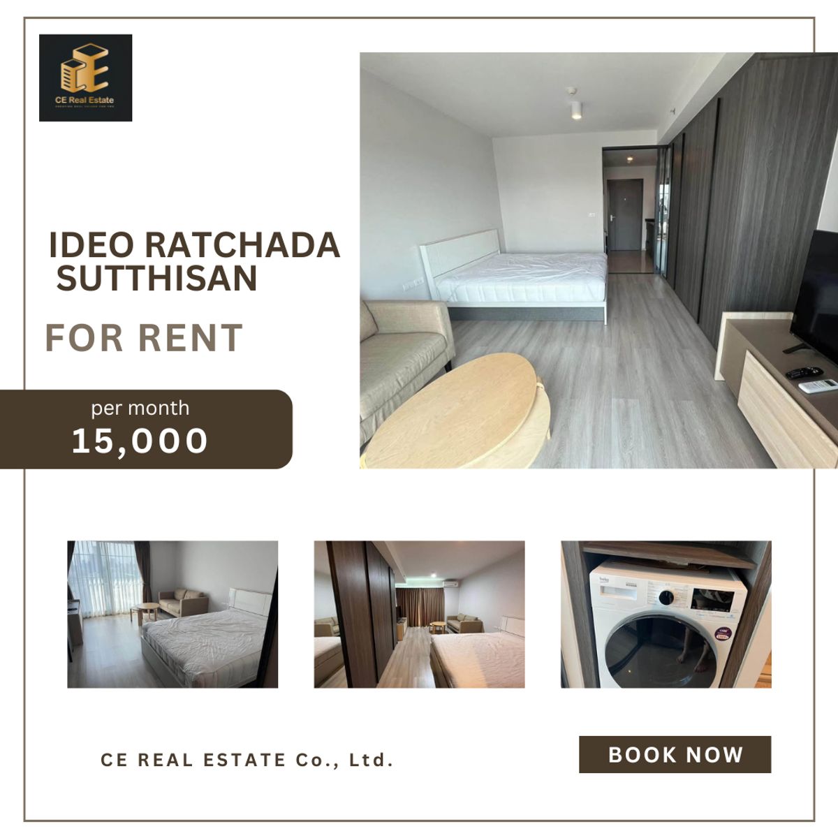 For RentCondoRatchadapisek, Huaikwang, Suttisan : +++ Urgent rent with washing machines !!  Ideo Ratchada Suttthisan ** 1 bedroom, 1 bathroom, size 29 sqm. Ready to stay +++