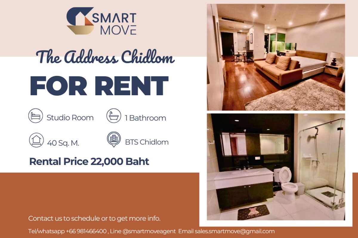 For RentCondoWitthayu, Chidlom, Langsuan, Ploenchit : 🔥 For rent !! 🔥 Code C20230101688 .......... The Address Chidlom, Studio room, 1 bathroom, high floor 23 ++, complete, ready to approach 📣📣